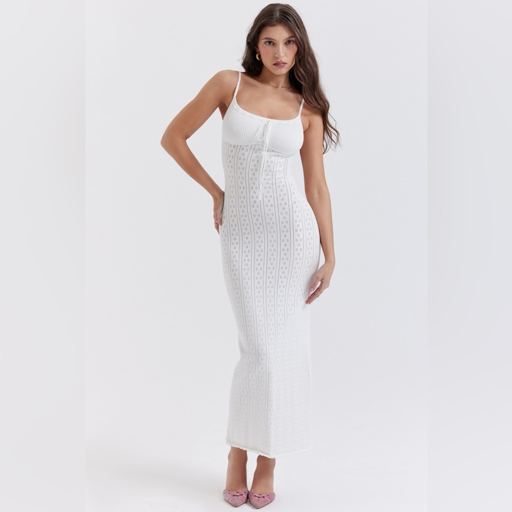 House of CB MYLA White Knit Maxi Dress women’s size XS NWT - Picture 6 of 16